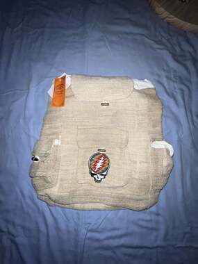 Kathmandu Imports Hemp Backpack with Grateful Dead Steal Your Face Patch